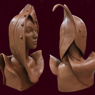 Sculpture titled "Asia" by Corine Dardel, Original Artwork, Clay