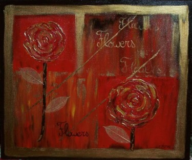 Peinture intitulée "Fleurs" par Corine Dumas, Œuvre d'art originale