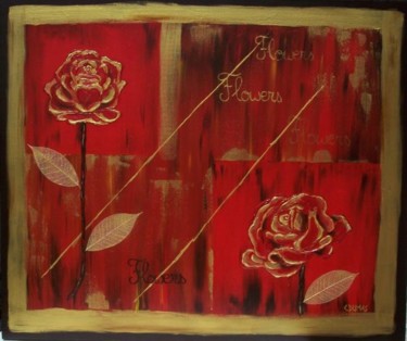 Peinture intitulée "Roses charnelles" par Corine Dumas, Œuvre d'art originale