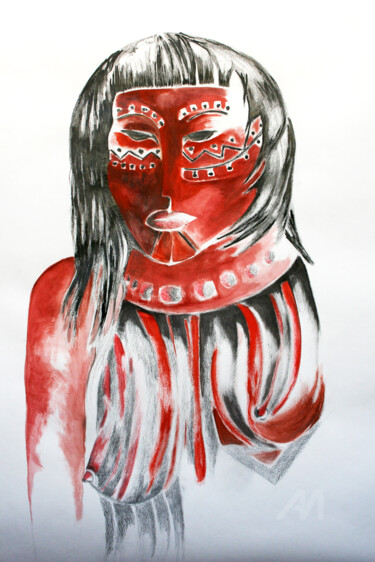 Indienne Drawing titled "Indienne" by Corinne Bandeira De Mello, Original Art, Watercolor