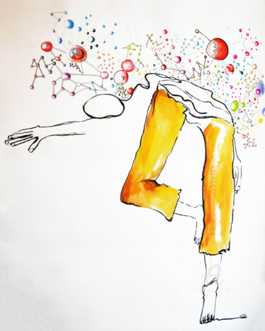Dessin intitulée "Molécules" par Corinne Bandeira De Mello, Œuvre d'art originale, Marqueur