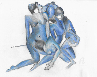Dessin intitulée "Confinement 21" par Corinne Bandeira De Mello, Œuvre d'art originale, Crayon