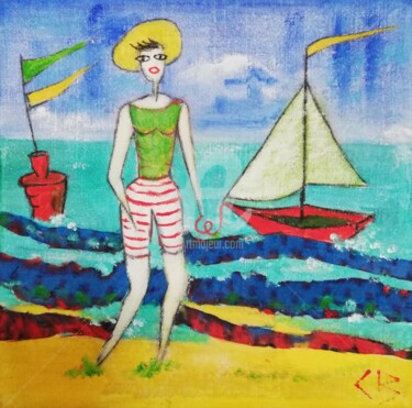 Peinture intitulée "Bord de mer" par Corinne Bertheas, Œuvre d'art originale, Acrylique Monté sur Châssis en bois
