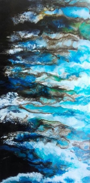 Pittura intitolato "LES VAGUES" da Corinne Caucig, Opera d'arte originale, Encausti