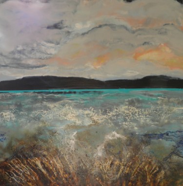 Malerei mit dem Titel "entre terre et océan" von Corinne Caucig, Original-Kunstwerk, Enkaustik