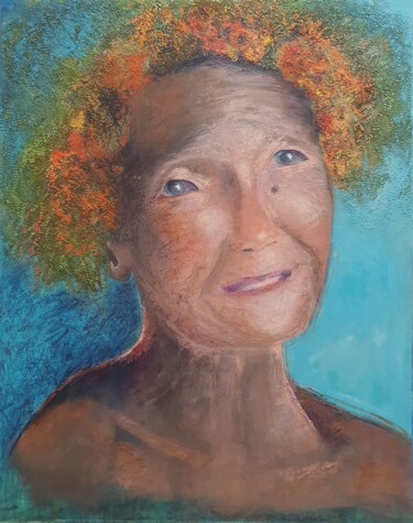 Malarstwo zatytułowany „Penari dari Bali” autorstwa Corinne Caucig, Oryginalna praca, Wosk