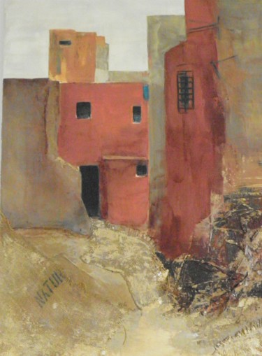 Painting titled "maisons marocaines" by Corinne Caucig, Original Artwork, Oil