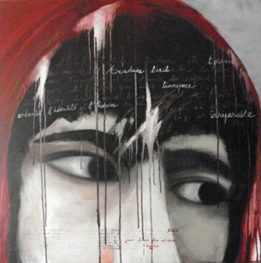 Schilderij getiteld "le migrant" door Corinne Caucig, Origineel Kunstwerk, Olie