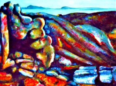 Peinture intitulée "D'après "Rochers de…" par Corinne Courlet (Artcolorsimages), Œuvre d'art originale, Huile