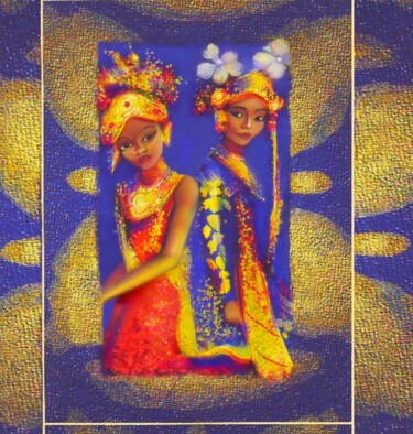 Artes digitais intitulada "Sisters in Bali" por Corinne Courlet, Obras de arte originais, Pintura digital