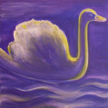 Painting titled "The swan at Gracia…" by Corinne Courlet, Original Artwork, Acrylic