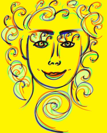 Zeichnungen mit dem Titel "Sunny face / Visage…" von Corinne Courlet, Original-Kunstwerk, Tinte