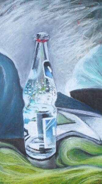 Drawing titled "Still life: bottle…" by Corinne Courlet, Original Artwork, Pastel