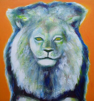 Painting titled "Löwe" by Corinne Courlet, Original Artwork, Acrylic