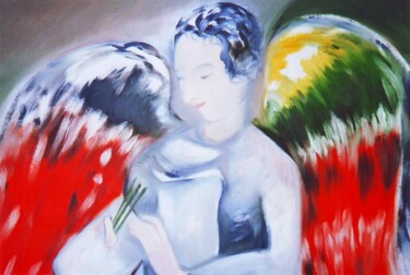Pittura intitolato "Pastiche de ¨L'ange…" da Corinne Courlet, Opera d'arte originale, Acrilico