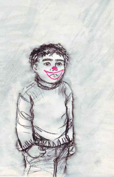 Drawing titled "The clown child / d…" by Corinne Courlet, Original Artwork, Ink
