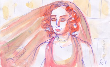 Disegno intitolato "Greek Bride / Ελλην…" da Corinne Courlet, Opera d'arte originale, Inchiostro