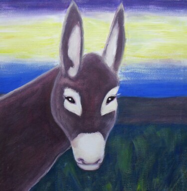 Malerei mit dem Titel "Esel" von Corinne Courlet, Original-Kunstwerk, Acryl