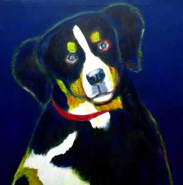Painting titled "Hund" by Corinne Courlet, Original Artwork, Acrylic