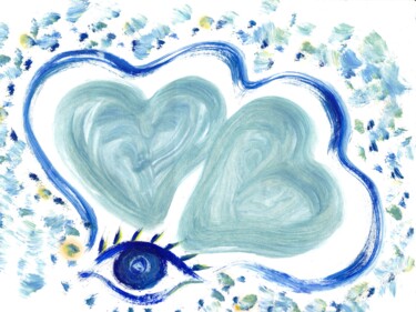 Dibujo titulada "φυλαχτό / The heart…" por Corinne Courlet, Obra de arte original, Gouache
