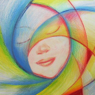 Drawing titled "Face & veils" by Corinne Courlet, Original Artwork, Pencil