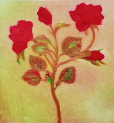 Schilderij getiteld "Roses for Zahra's w…" door Corinne Courlet, Origineel Kunstwerk, Pastel
