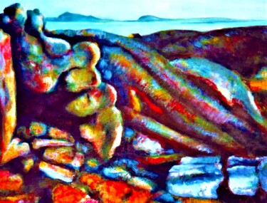 Картина под названием "D'après "Rochers de…" - Corinne Courlet, Подлинное произведение искусства, Масло