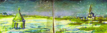 Disegno intitolato "Landscape as I Know…" da Corinne Courlet, Opera d'arte originale, Pastello