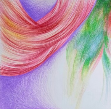 Drawing titled "Hair & landscape" by Corinne Courlet, Original Artwork, Pencil