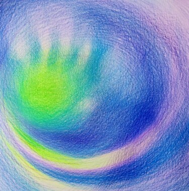 Dessin intitulée "La main verte" par Corinne Courlet, Œuvre d'art originale, Crayon