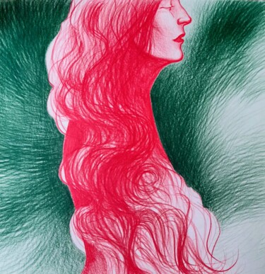 Dessin intitulée "The Daughter of Cou…" par Corinne Courlet, Œuvre d'art originale, Crayon