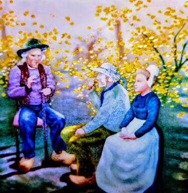 Painting titled "Conteur Breton et s…" by Corinne Courlet, Original Artwork, Oil