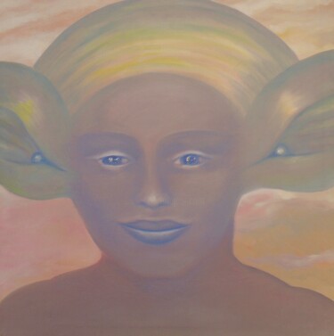 Painting titled "Young Hathor at the…" by Corinne Courlet, Original Artwork, Oil