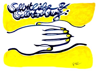 Σχέδιο με τίτλο "Self-love and self-…" από Corinne Courlet, Αυθεντικά έργα τέχνης, Μελάνι