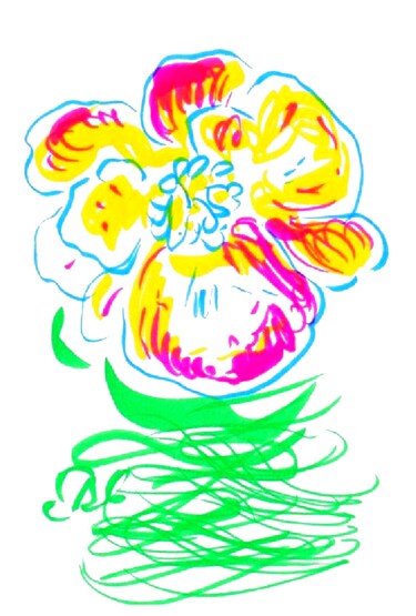 Dibujo titulada "Qi-Gong Flower / Fl…" por Corinne Courlet, Obra de arte original, Tinta