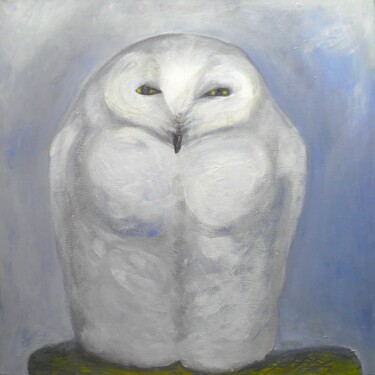 Schilderij getiteld "Die Eule / the owl…" door Corinne Courlet, Origineel Kunstwerk, Acryl