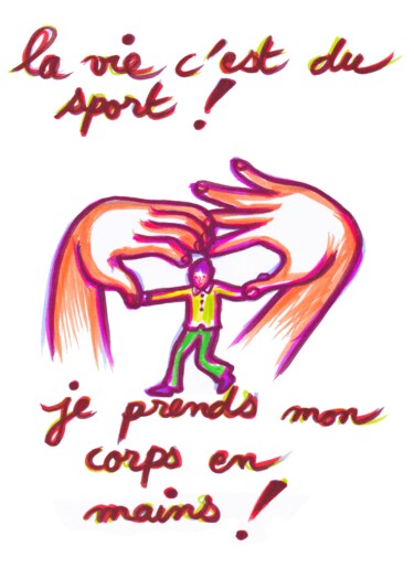 Rysunek zatytułowany „La vie, c'est du sp…” autorstwa Corinne Courlet, Oryginalna praca, Atrament