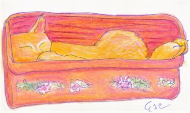 图画 标题为“Capri / Cats for al…” 由Corinne Courlet, 原创艺术品, 铅笔