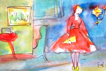 Disegno intitolato "Imagine a small Hol…" da Corinne Courlet, Opera d'arte originale, Acquarello