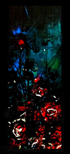 Desenho intitulada "Roses in the night…" por Corinne Courlet, Obras de arte originais, Tinta