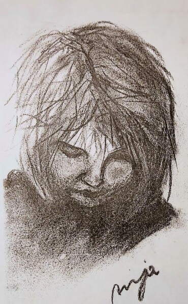 Desenho intitulada "Portrait of Anja /…" por Corinne Courlet, Obras de arte originais, Carvão