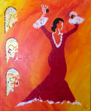Painting titled "Danseuse espagnole…" by Corinne Delorme (Lagrandeco), Original Artwork