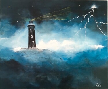 Painting titled "Leave a light on !" by Corinne Delorme (Lagrandeco), Original Artwork, Acrylic