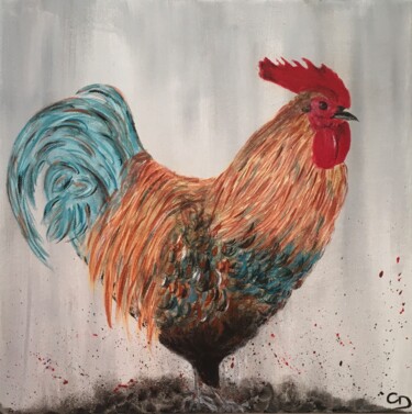 Painting titled "Mr Coq !" by Corinne Delorme (Lagrandeco), Original Artwork, Acrylic