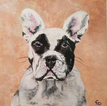 Painting titled "Petit chien : un mo…" by Corinne Delorme (Lagrandeco), Original Artwork, Acrylic