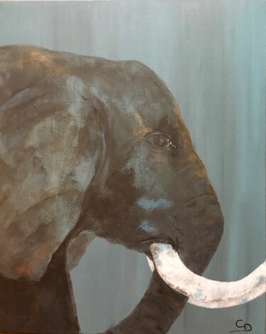 Картина под названием "Un éléphant pas si…" - Corinne Delorme (Lagrandeco), Подлинное произведение искусства, Акрил