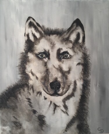 Peinture intitulée "Le loup blanc !" par Corinne Delorme (Lagrandeco), Œuvre d'art originale, Acrylique