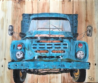 Painting titled "Old Farmer Trunk" by Corinne Delorme (Lagrandeco), Original Artwork, Acrylic