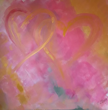 Painting titled "Hearts" by Corinne Elberg, Original Artwork, Acrylic