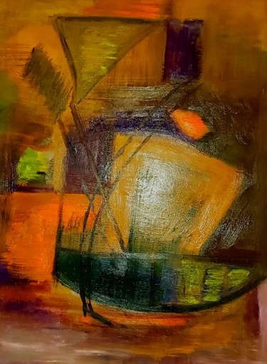 Malerei mit dem Titel "Bateau" von Corinne Fiard, Original-Kunstwerk, Öl